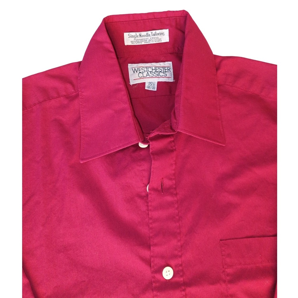 Westchester Classics Vtg Mens Red Long Sleeve Dress Shirt Size 15.5 32/33. A124